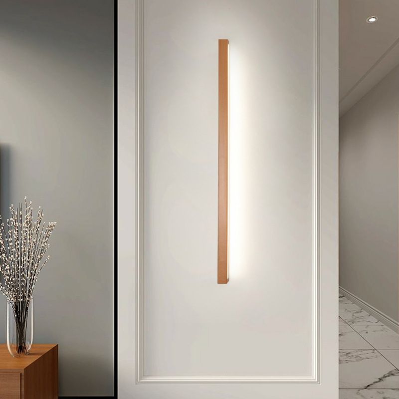 Linear Shape Wood Wall Light Modern Style 1-Light Wall Mount Lighting in Brown