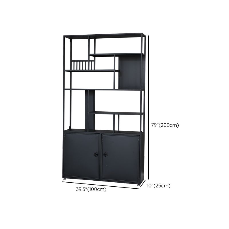 78.74" H Industrial Black Shelf Bookcase Etagere Metal Bookshelf