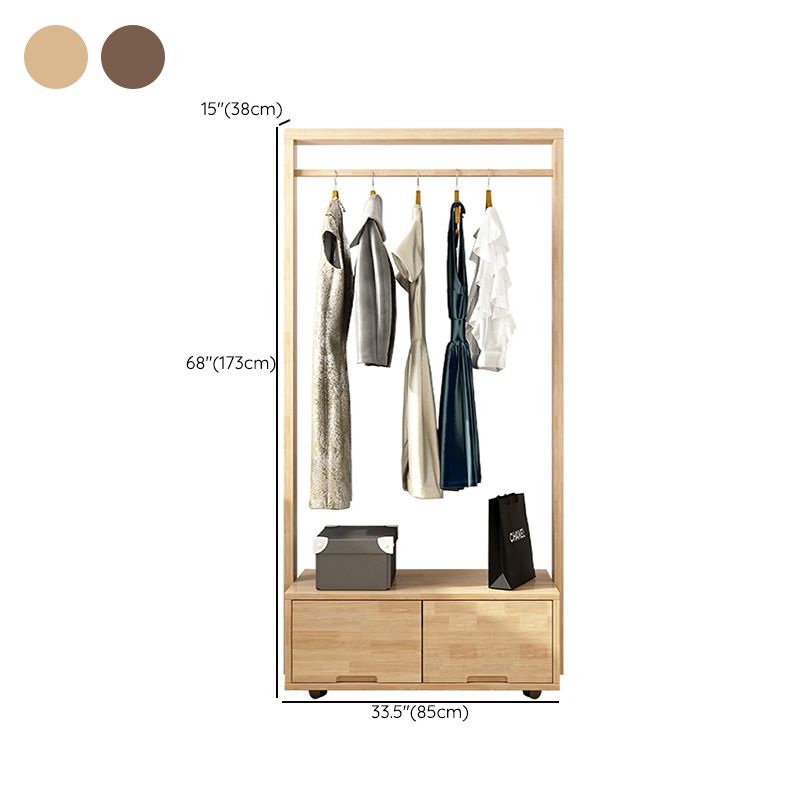 Bedroom Wooden Wardrobe Armoire Modern Movable Armoire with Drawers