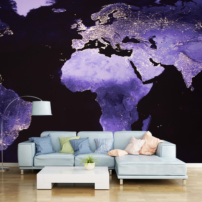 Mildew Resistant Modern Mural Wallpaper with World Map Pattern for Decoration
