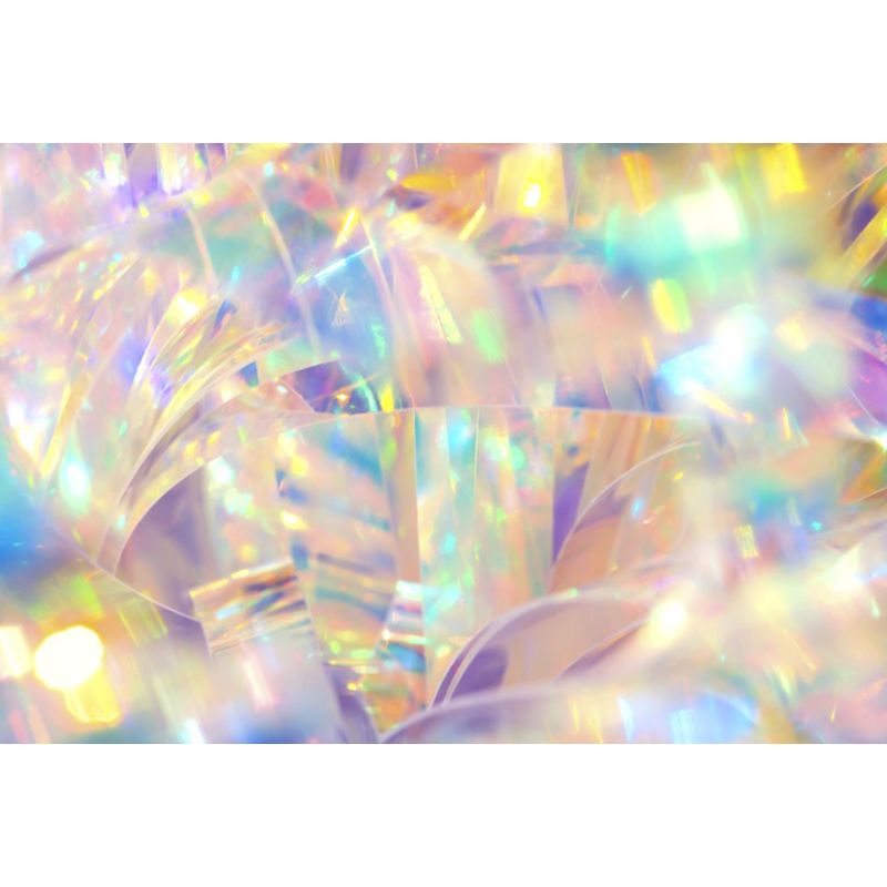 Bright Holographic Pattern Mural Decal for Living Room, Yellow, Custom Size Available