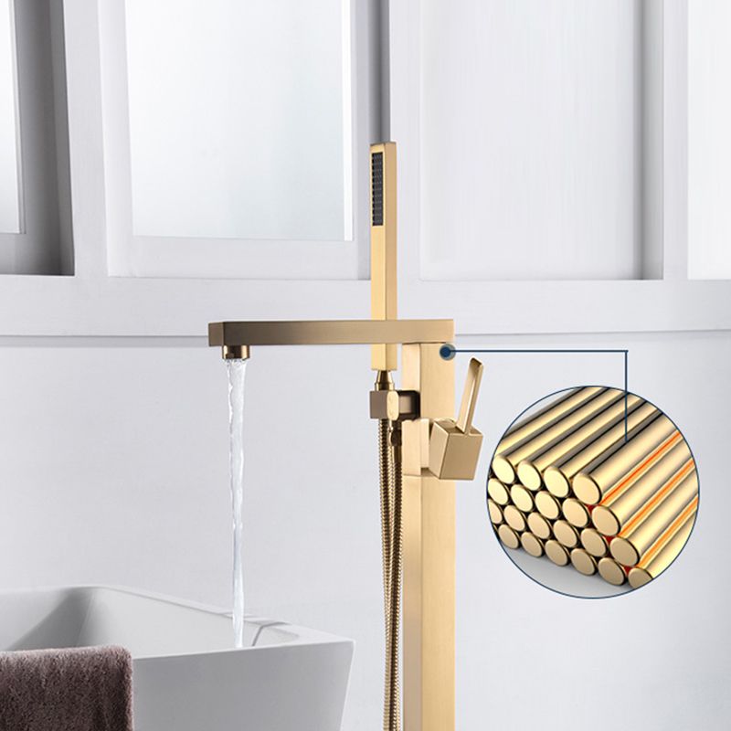 Floor Mounted Metal Freestanding Tub Filler Swivel Freestanding Tub Filler Trim in Gold