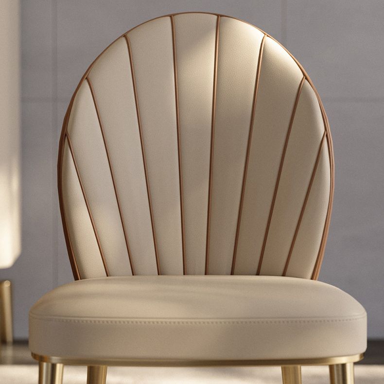 Armless Low Back Side Chair Metal Legs Faux Leather Dining Chairs