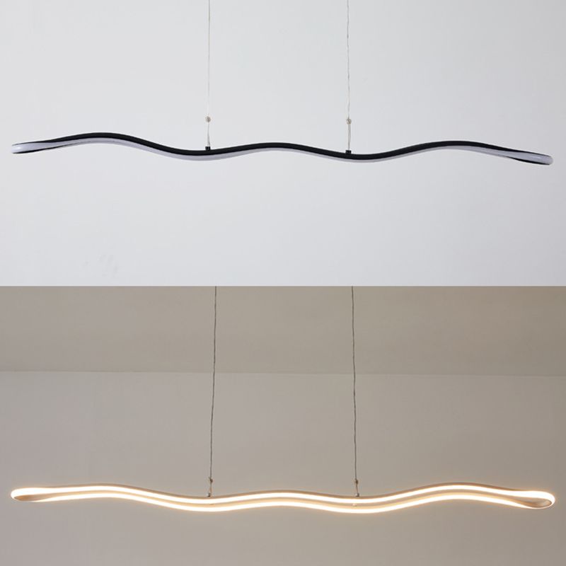 Curved Island Ceiling Light Minimalist Style LED Metal Pendant Lighting Fixture for Dinning Room