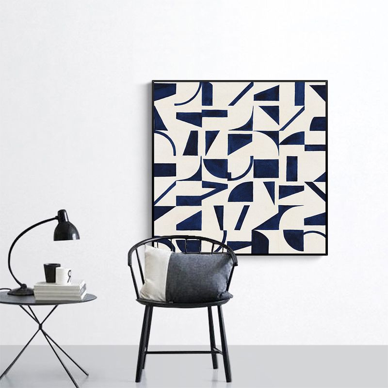 Stunning Graphic Pattern Wrapped Canvas House Interior Scenery Wall Art Print in Blue
