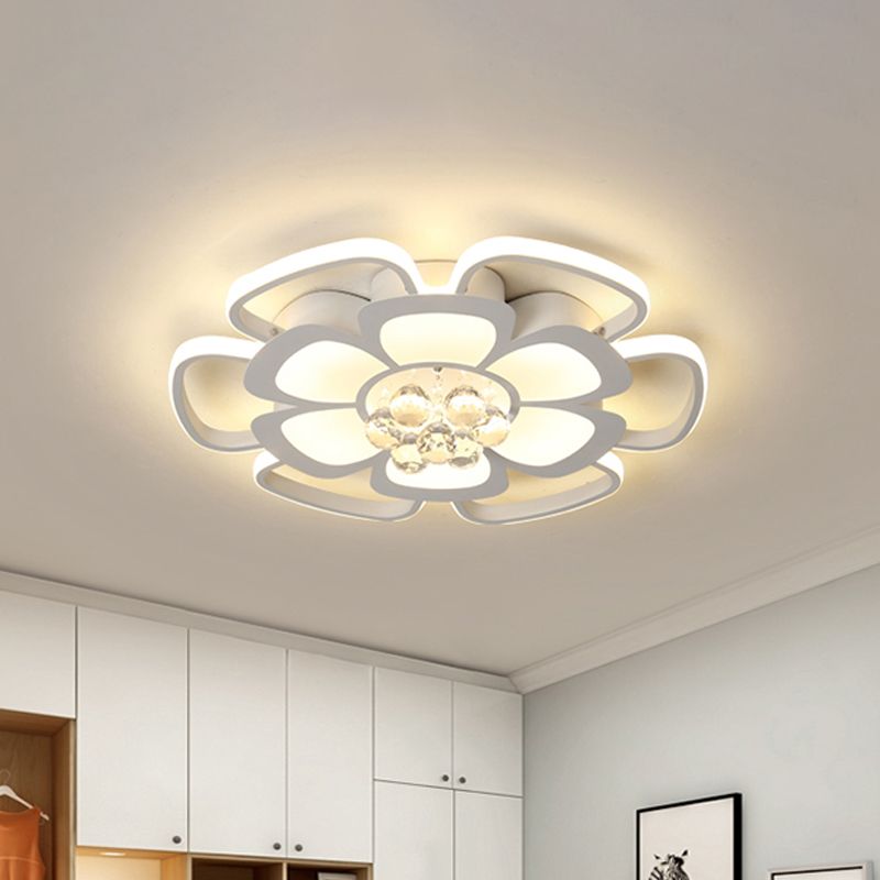 Acrylic Petal Flush Mount Light Fixture Simple 20.5"/27" W LED White Ceiling Lamp in Warm/White Light with Round Design