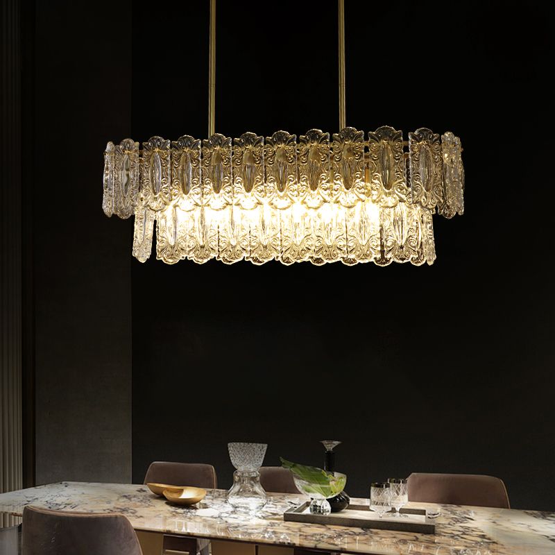Rectangle Island Lighting Fixtures Modern Glass Island Lighting with Glass Shade