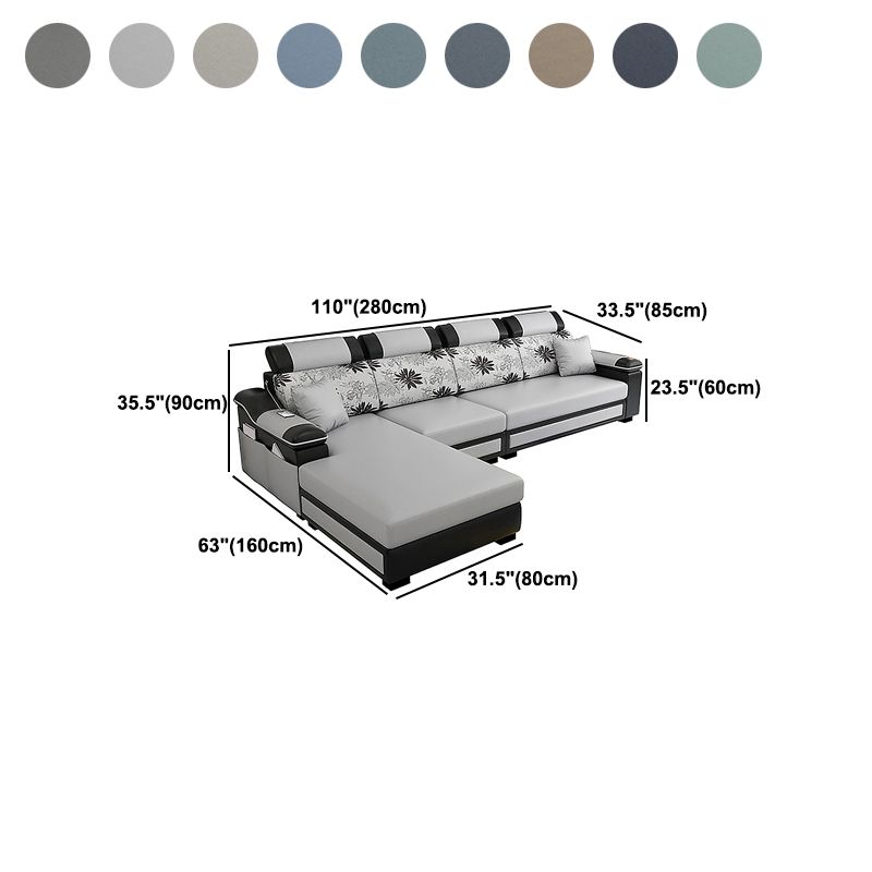 110.23" L Modern Sectional Stain-Resistant Faux leather Sectional