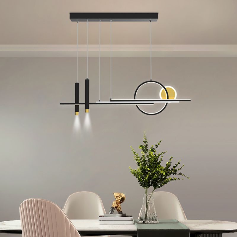 Idee per illuminazione dell'isola lineare contemporanea Kit di luce appesa in alluminio a LED per sala da pranzo