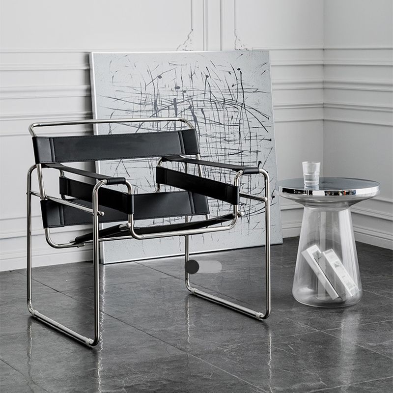 Pedestal Glass End Table Metal Top Round Side Table - 18.11" W x 18.11" D x 20.87" H