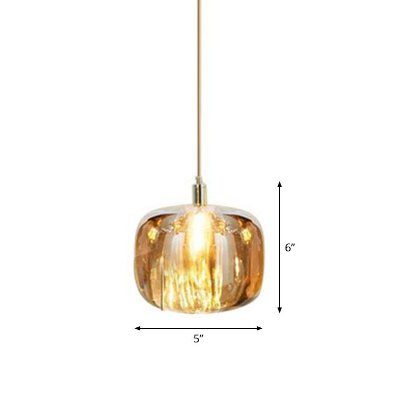 Pumpkin LED Pendant Lamp Creative Postmodern Mirror Glass Hanging Light for Cafe