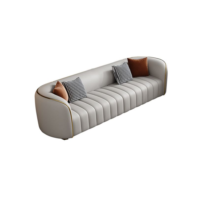 Modern Style Leather Sofa Living Room Tuxedo Arm Sofa Tight Back Seating