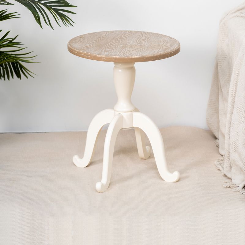 Rustic End Table Living Room Metal 4 Legs Solid Wood Side Table
