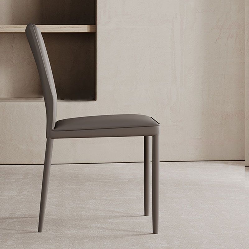 Designer Style Armless Chair Leather Parsons Back Chair for Restaurant