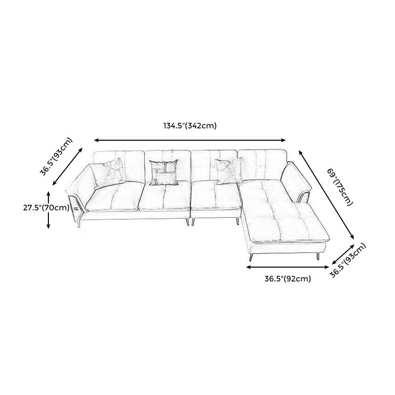Contemporary Genuine Leather Cushions Sofa 36.61"High Pillow Top Arm Sofa,White