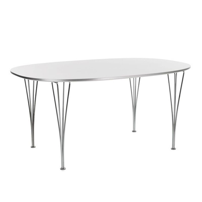 White Solid Wood Table Contemporary Oval Dining Table with 4 Legs