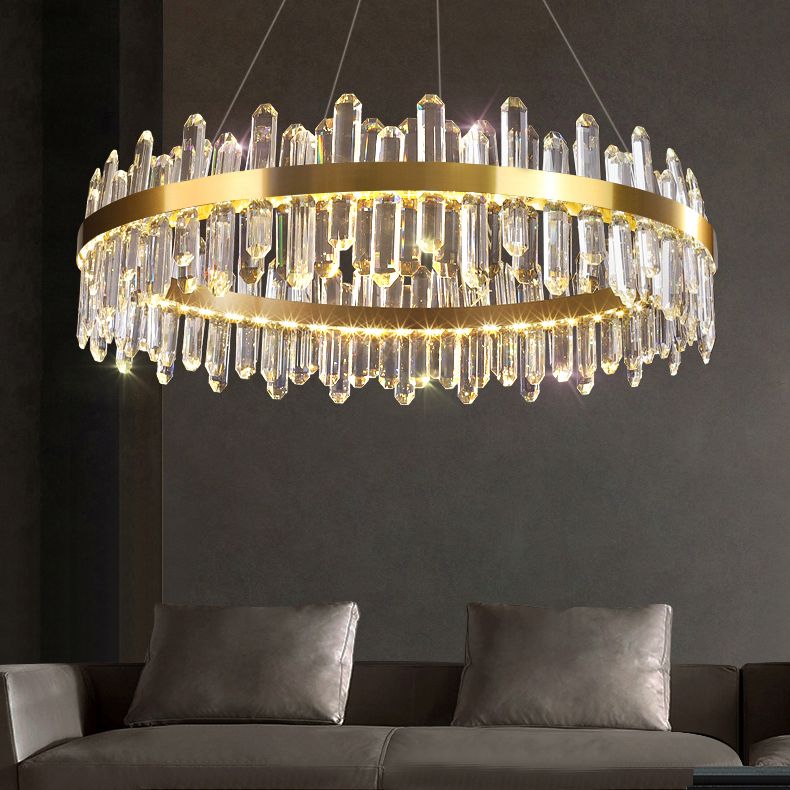 Light Luxury Style Pendant Chandelier Light Circular Crystal Hanging Chandelier