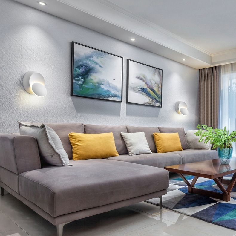 Noordse eenvoud Stijl Ronde LED Wandlicht 360 ° Roteerbaar Mini Sconce Light voor slaapkamerbalkon