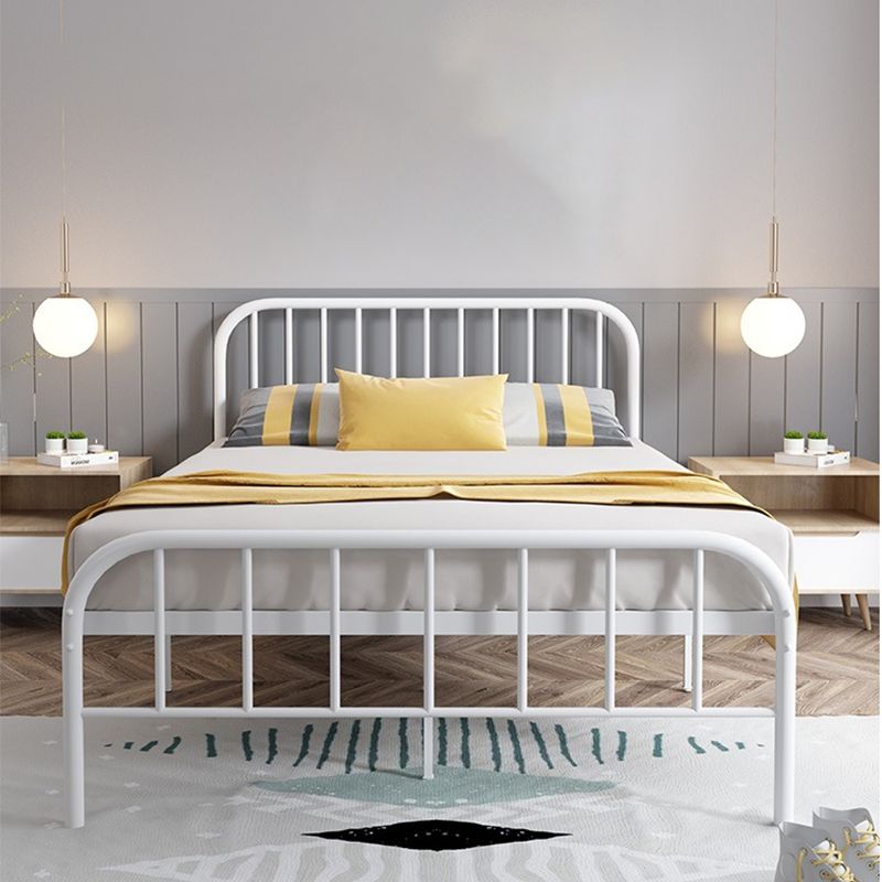 Contemporary Metal Slat with Headboard Rectangular with Metal Legs Slat Bed