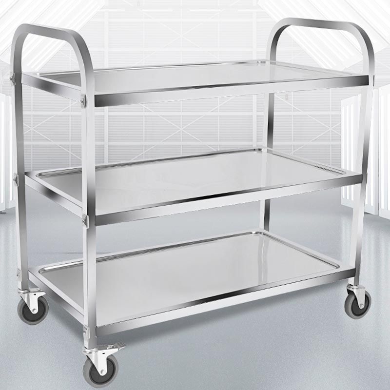 Contemporary Rolling Prep Table Metal Prep Table with Open Storage
