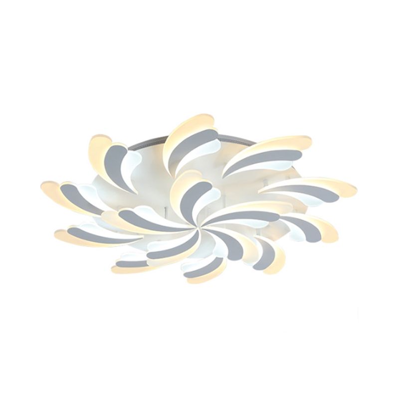 Lámpara de techo de ala moderna y elegante, lámpara acrílica de montaje semiempotrado para dormitorio de 9/12/15 luces en luz blanca/cálida