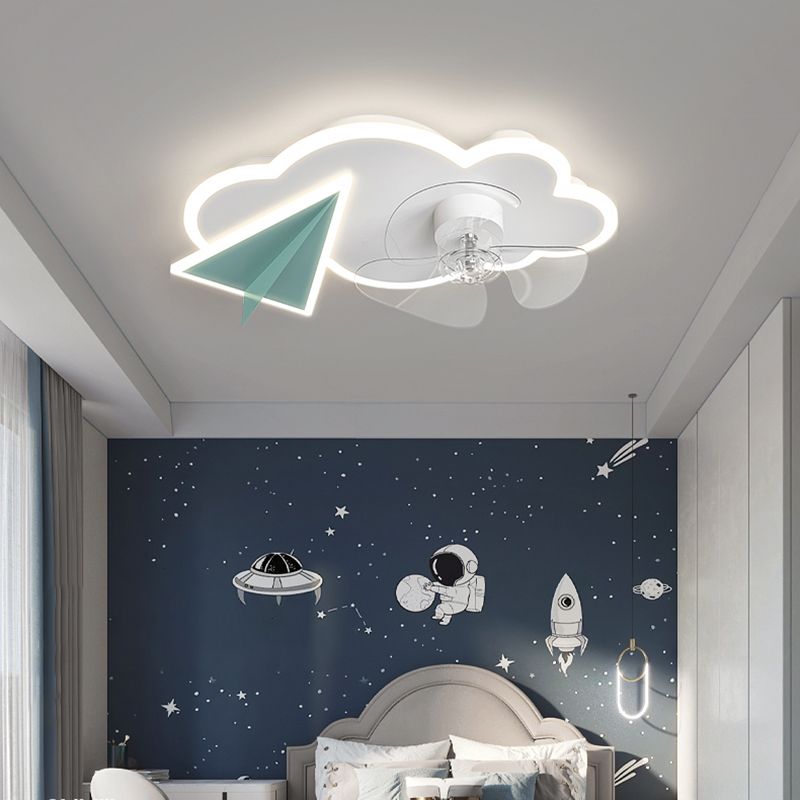 Cartoon slaapkamer plafondventilator verlichting armatuur acryl kinderen stijl semi -flush light
