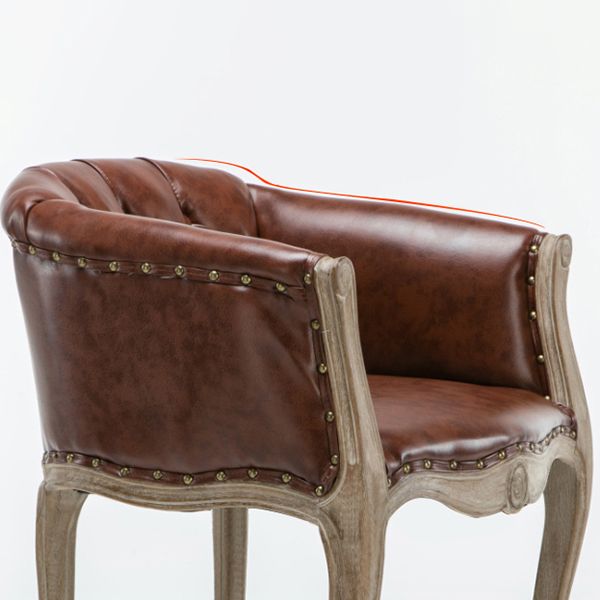 Modern Style Arm Chair Wood Solid Back Dining Accent Chair for Kitchen
