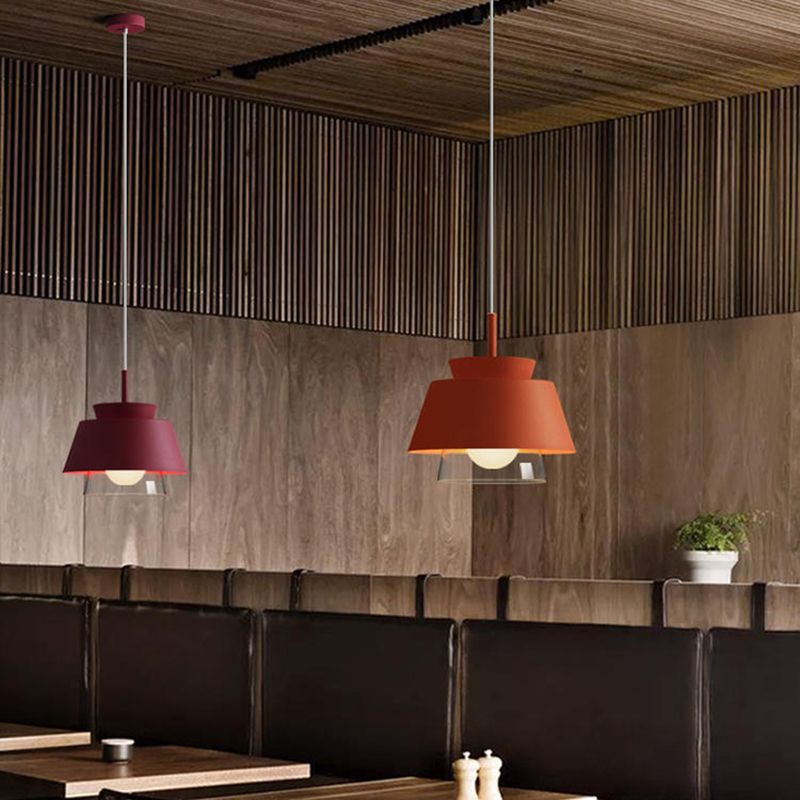 Metal Barrel Hanging Lights Modern Macaron Style 1 Light Pendant Light pour salle à manger