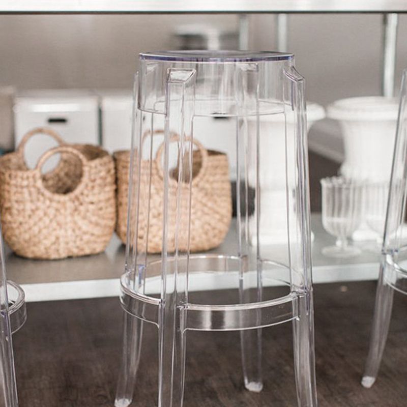 Taburete de barra de plástico transparente de estilo nórdico de 30 pulgadas para comedor para comedor