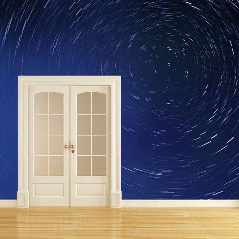 Space Swirl Pattern Wallpaper Mural Modern Smooth Wall Decor in Blue, Non-Woven Made