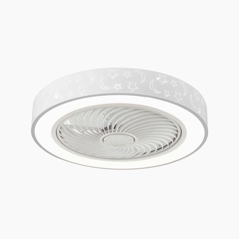 Lampada a ventola del soffitto in metallo nordico a filo arrotondato con lama di ventola di plastica