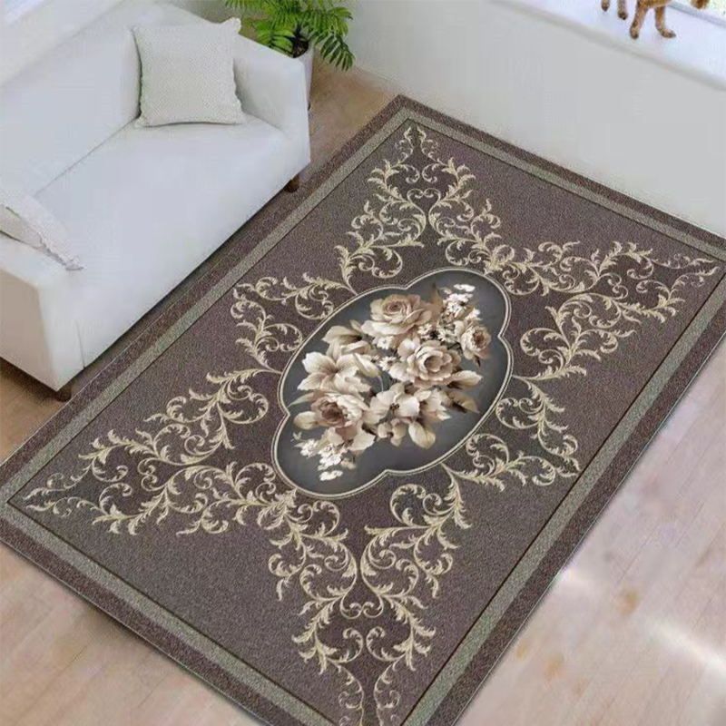 Modern Indoor Room Carpet Red Medallion Area Carpet Polyester Anti-Split Rug