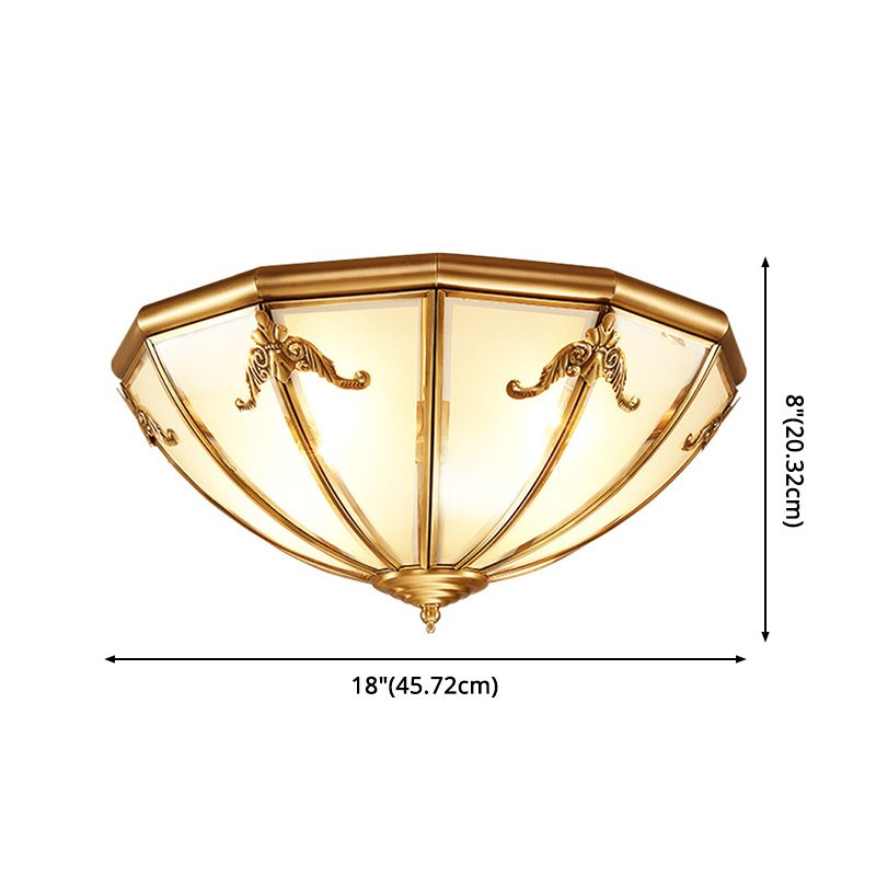 Illuminazione tradizionale invertita vicino al soffitto Illuminazione da incasso in vetro in ottone