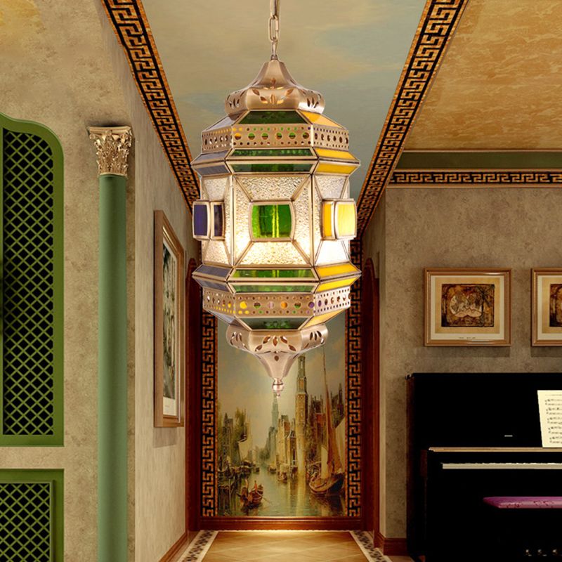 Lampadario a pendente corridoio esagonale lampadario arabo in metallo arabo 4 luci finitura a sospensione del soffitto
