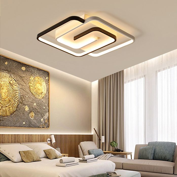 Square Semi Flush Mount Light Fixture Contemporary Acrylic Ceiling Light Fixture for Living Room