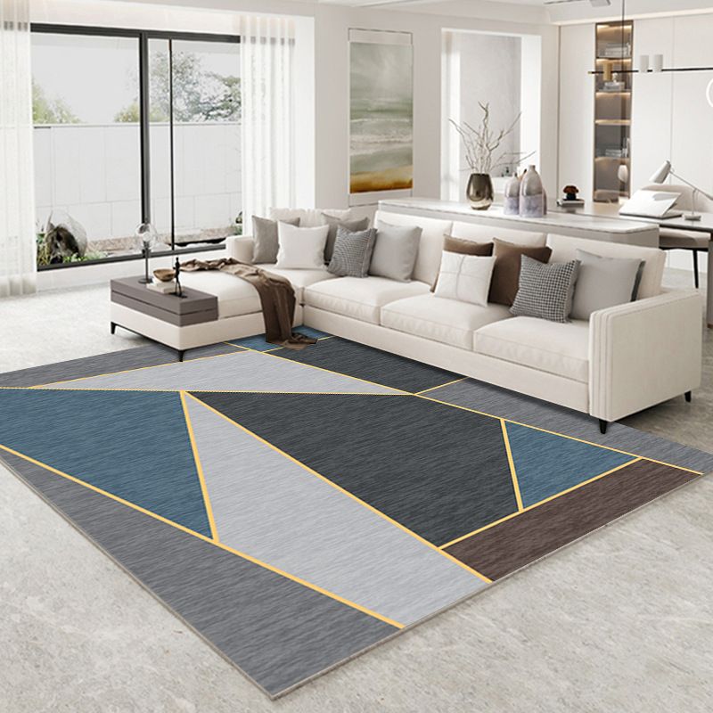 Dark Gray Modern Rug Polyester Moon Indoor Rug Non-Slip Backing Rug for Living Room