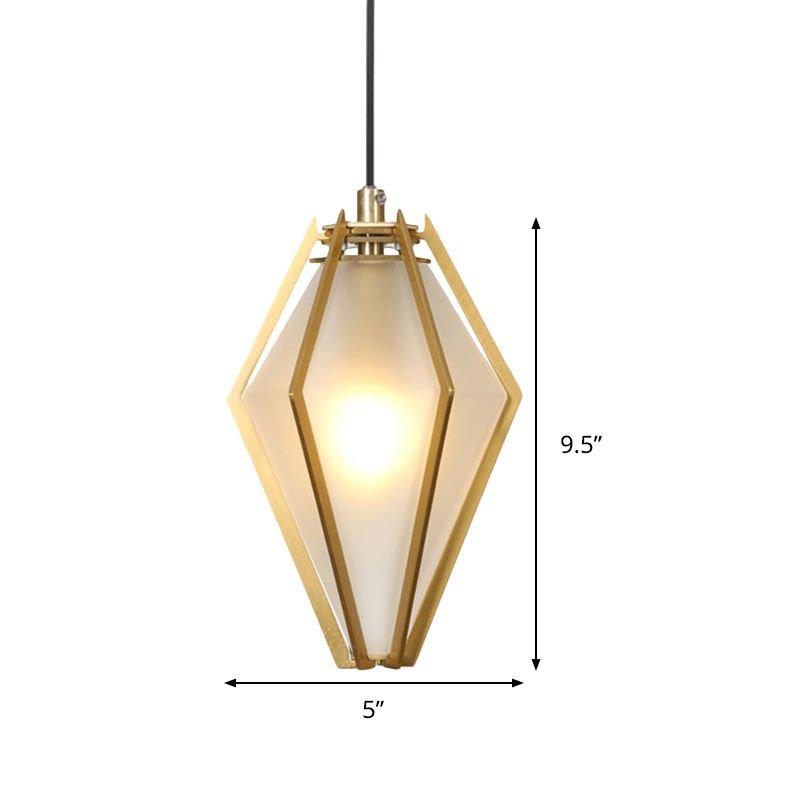 Diamond Office Room Pendant Light Green/White Glass 5"/6.5"/10" Wide 1 Light Modern Hanging Ceiling Light