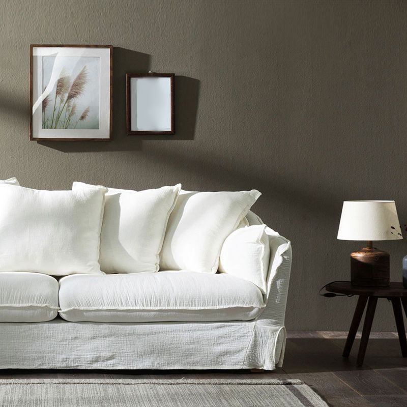 Modern Sloped Arm Sofa with Bolster Pillows for Living Room, Stain Resistant