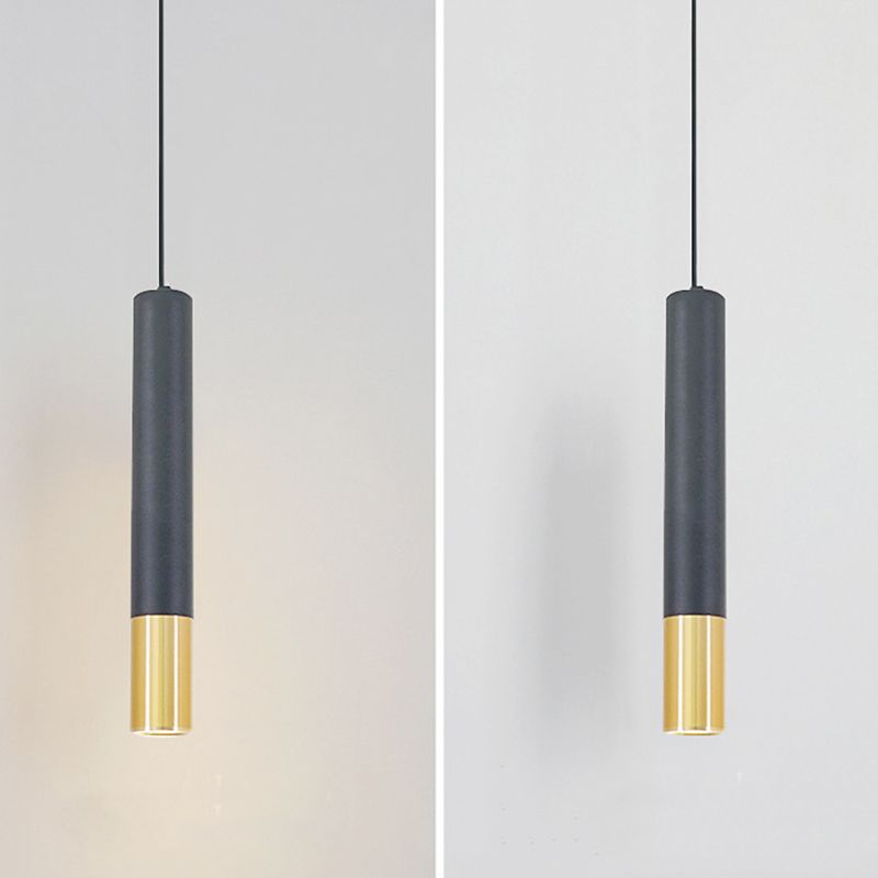 Nordischer zylindrischer Anhänger Beleuchtung Metall Küchenbar LED Downlight in Schwarz
