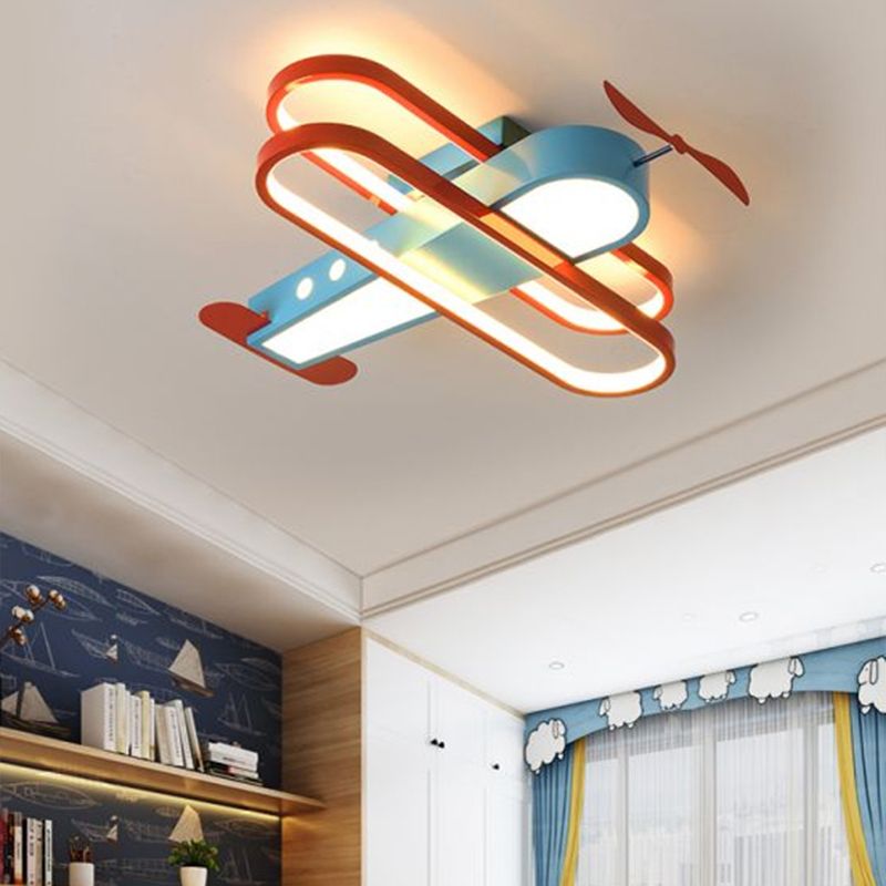 Biplan LED Ceiling Flush Light Cartoon Acrylic Boys Room Flush-Mount Light Fixture