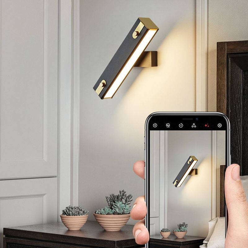 Modern Metal Rotatable Wall Light Rectangle 12" Wide LED Wall Sconce for Living Room