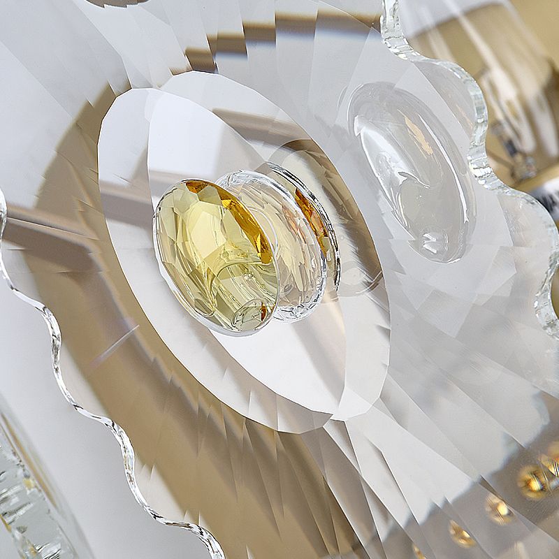 Gear Clear Crystal Wall Mounted Light Postmodern 2 Lights Sconce Light with Green/Gold Gem