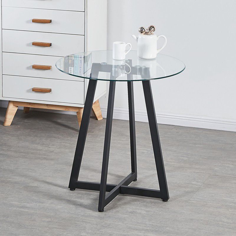 Simplicity Style Round Pedestal Dining Table Clear Glass Home Furniture