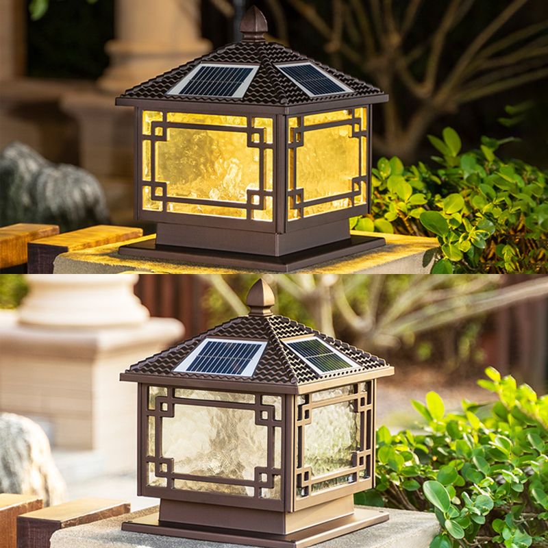 Modern Minimalist LED Solar Lighting Fixture with Glass Shade for Garden