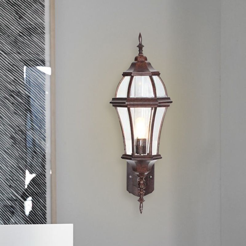 Luce di profumi a forma di urna a 1 luce Country Rust Rust Glass Wall Montated Lampleugh