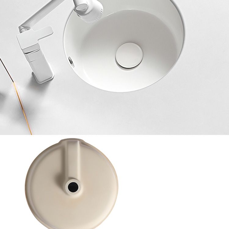 Contemporary Bathroom Sink Porcelain Round Undermount Bathroom Sink with Pop-Up Drain