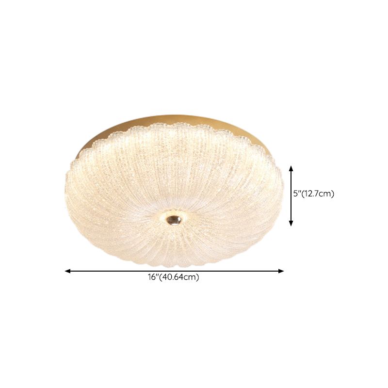 Modern Style Ceiling Mount Light Round LED with Glass Shade for Bedroom