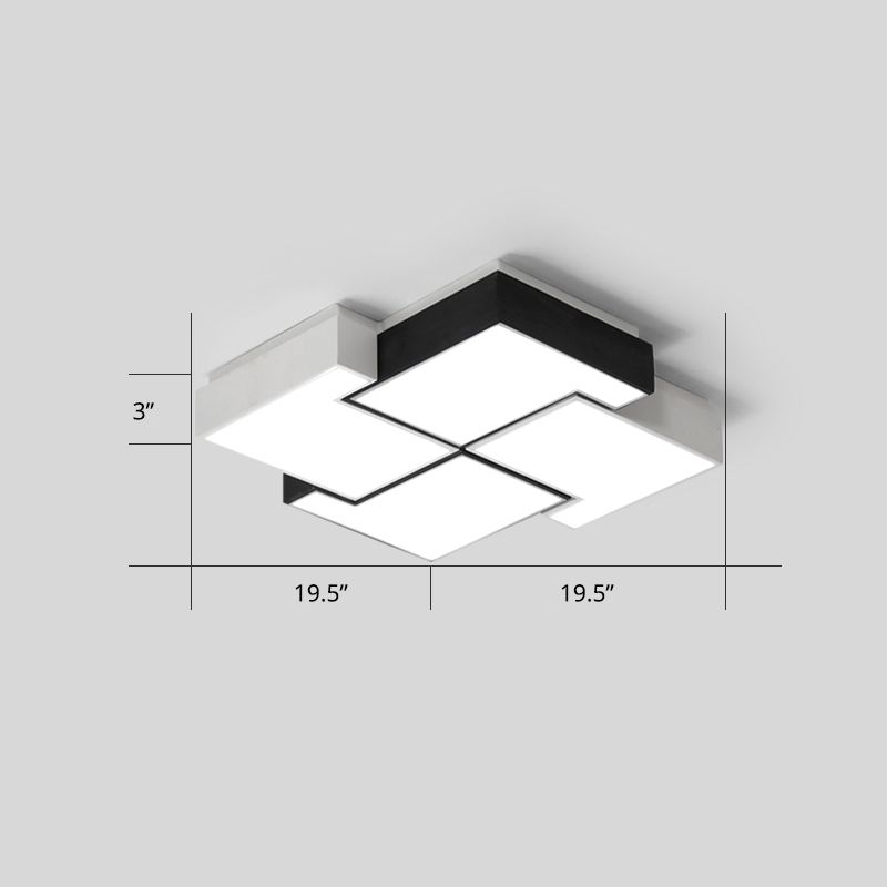 Pinwheel LED Flush Mount Fixture Nordic Metal Black and White Ceiling Lighting for Bedroom