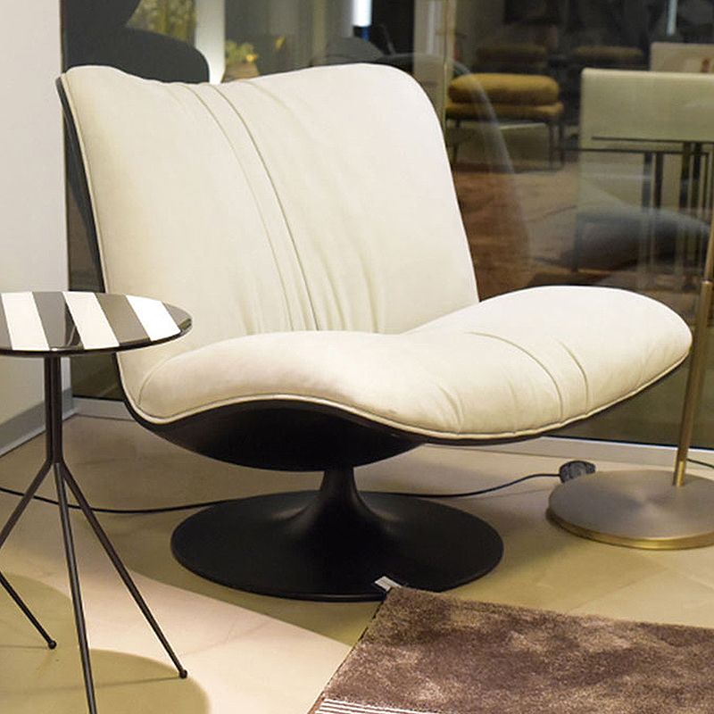 Contemporary Swivel Accent Chair Suede Lounge Chair in 38"L x 34"W x 19"H