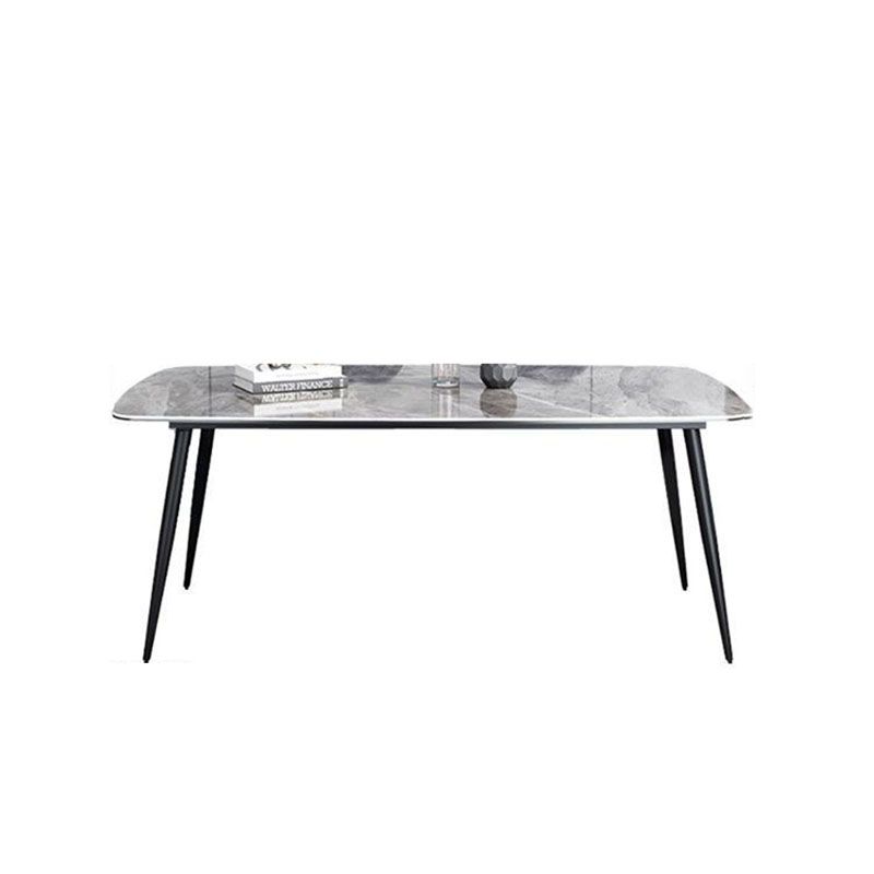 Stone Rectangle Industrial Table Standard Height Dining Room Table with 4 Legs